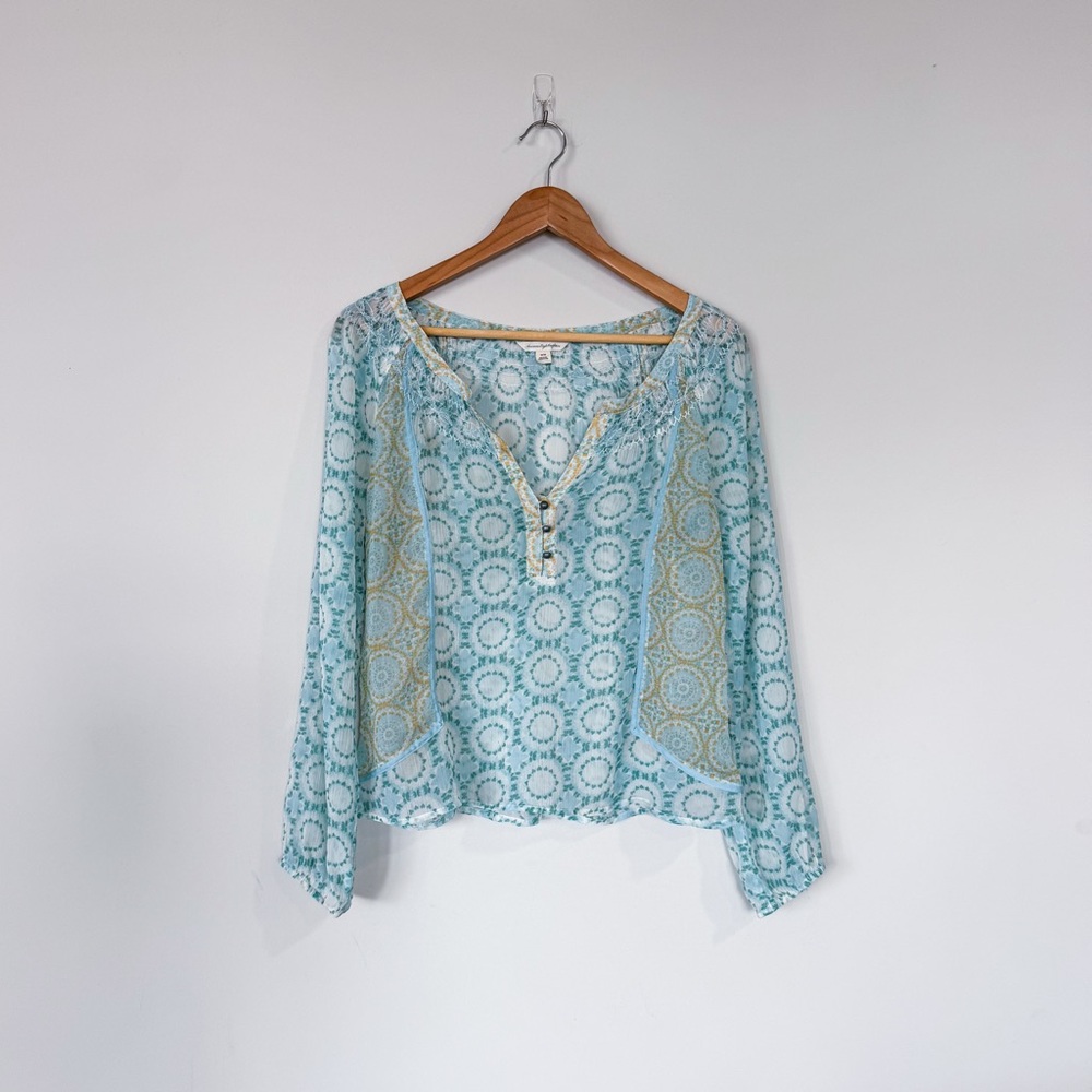 3/$20⚡️ American Eagle Paisley Print Sheer Lightweight Blouse Top Pastel 2010s